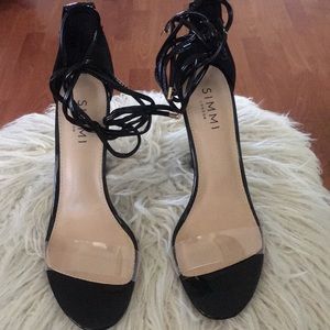 Simmi Black Patent block heels